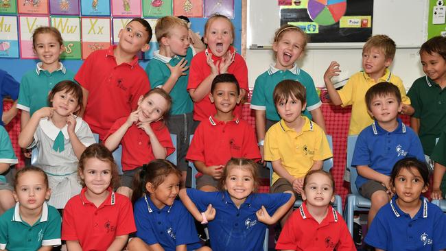 MY FIRST YEAR: Funny faces. Kuluin State School Preps. Picture: Patrick Woods.