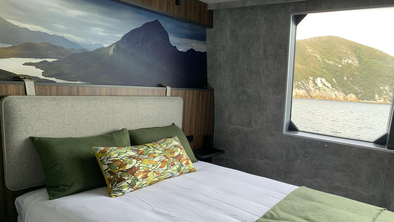 One of the luxury cabins aboard the Odalisque III, Port Davey cruise, Tasmania. Picture: Philip Young