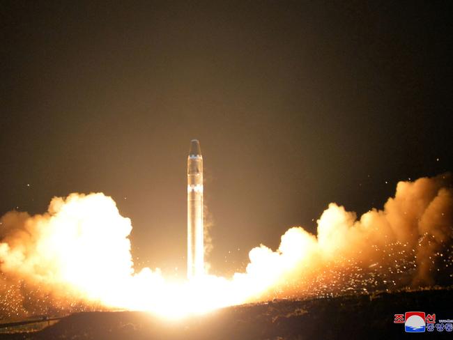 North Korea launched the Hwasong-15 intercontinental ballistic missile last month which it claimed was capable of reaching the US mainland. Picture: AFP/KCNA