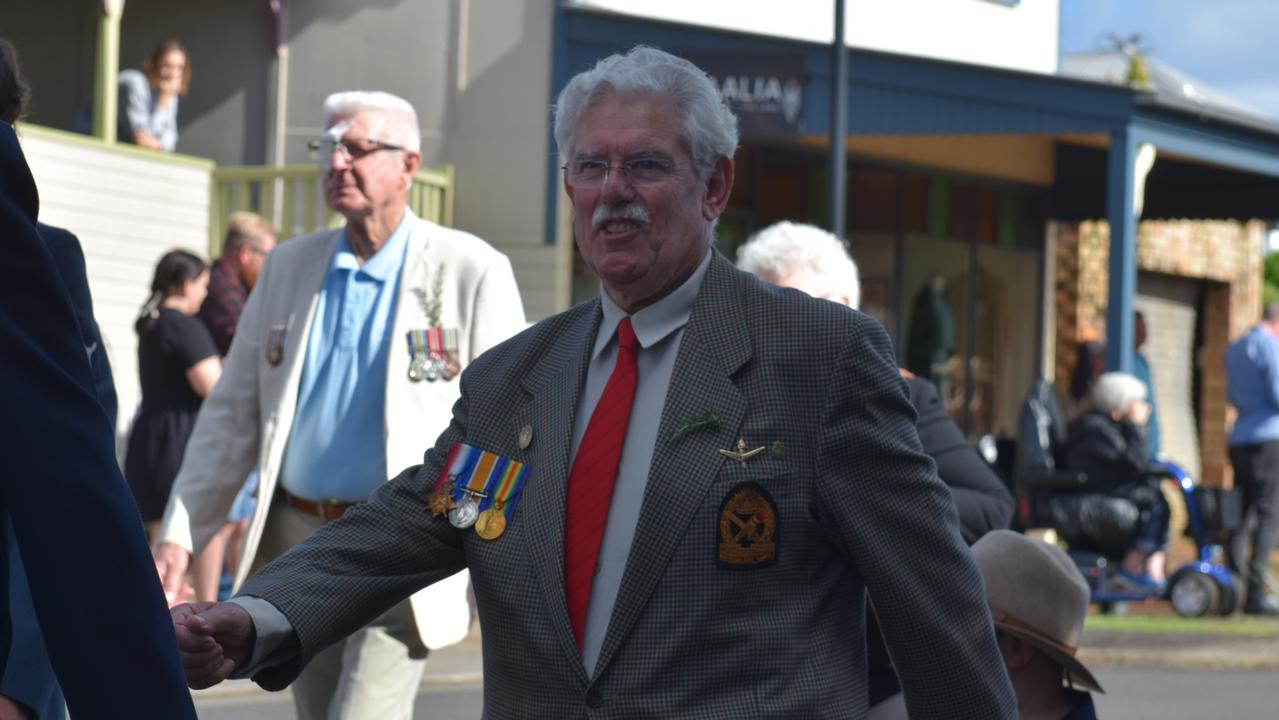 Veterans and relatives from various theatres of war representing the Alstonville RSL sub-branch are honoured during the ANZAC DAY parade on Main Street in Alstonville Picture: Nicholas Rupolo.