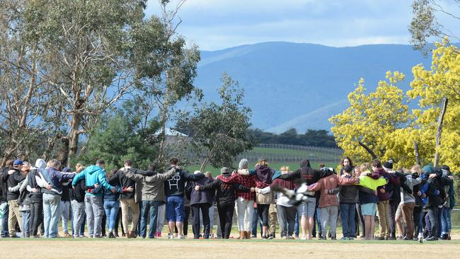 The scene at Yarra Glen football club as players gathered. Picture: Lawrence Pinder.