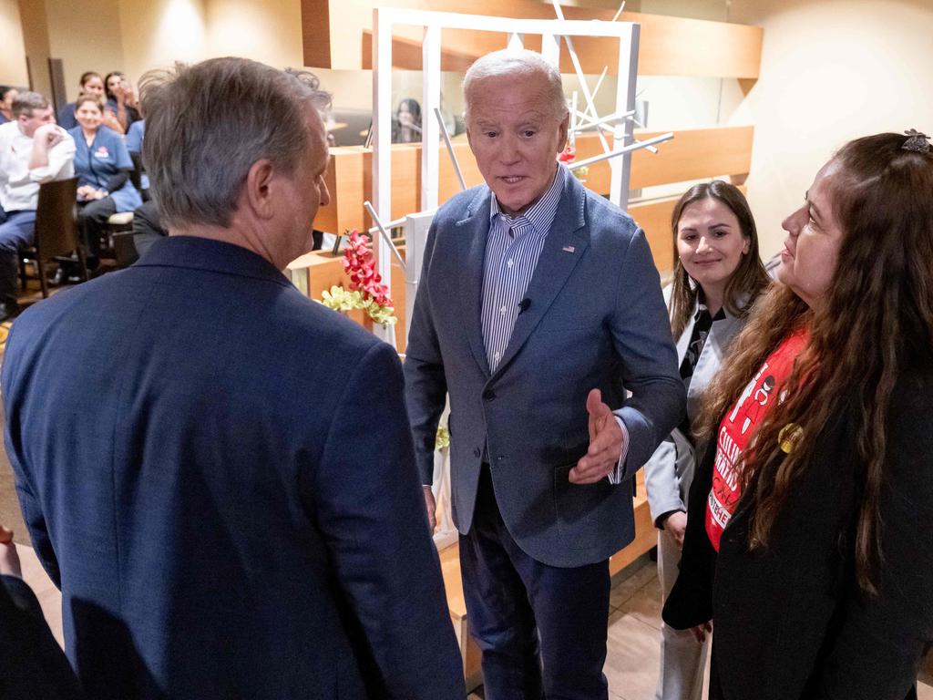 US President Joe Biden talks to reporters at the Vdara Hotel in Las Vegas after the news broke. Picture: AFP