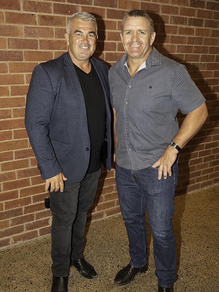 Andrew Gee and Shane Webcke at the launch of the Carl Webb Foundation at The Lussh, Woolloongabba. Socials: Damien Anthony Rossi | Picture: Nick Mehaffey (Weekend Ritual)