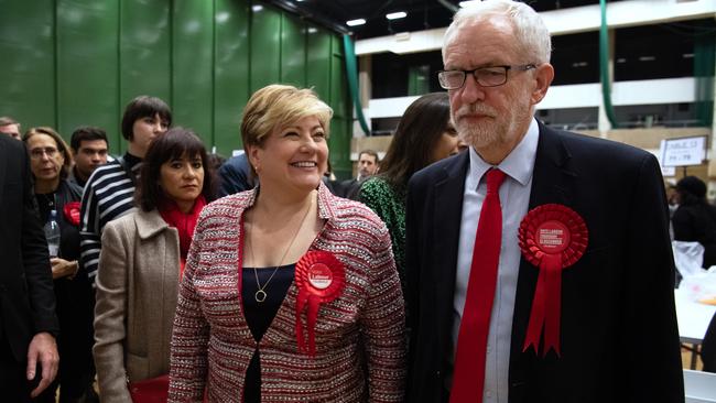 British Labour MP Emily Thornberry - with former UK opposition leader Jeremy Corbyn - has been critical of the appointment of Mr Abbott. Picture: Leon Neal/Getty Images