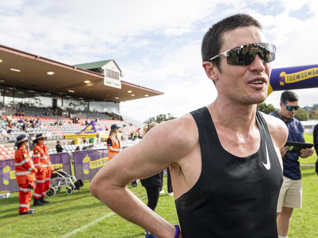 Toowoomba Marathon winner Jamie Lacey after the race, Sunday, May 5, 2024. Picture: Kevin Farmer