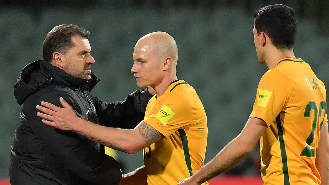 Postecoglou and Mooy with the Socceroos in 2017.