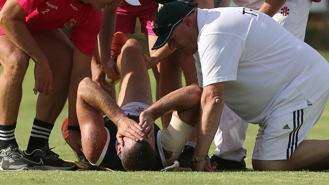 GWS recruit Sam Reid had an extended period on the sidelines after being injured in the Goulburn Valley league season opener against Rochester. Picture: Yuri Kouzmin