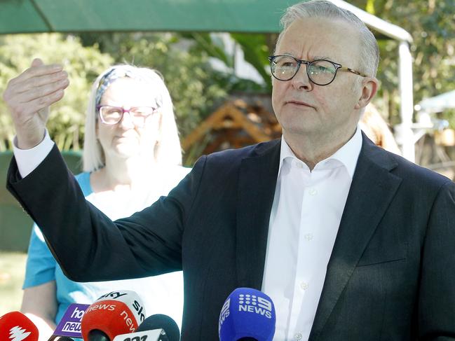 Prime Minister Anthony Albanese speaks at the Styles Street Children's Community Long Day Care Centre in Leichhardt. Picture: NewsWire / John Appleyard