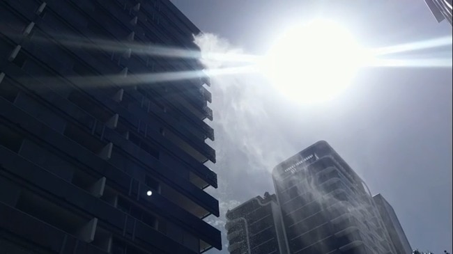 New apartment building in Newstead evacuated as water streams from tower