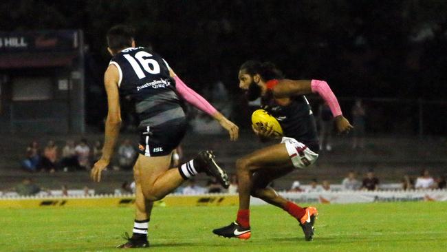 Anthony Wilson in action for Norwood in the SANFL Fast Footy semi-final against eventual winner South Adelaide at Norwood Oval. Picture: AAP/Emma Brasier