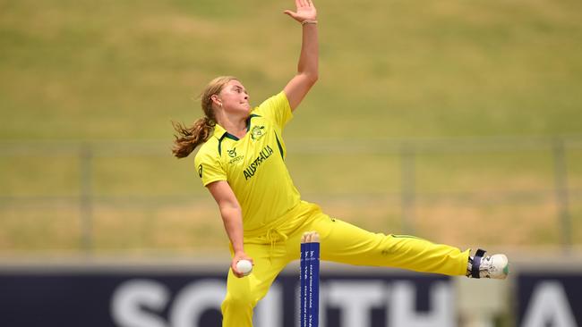 Illingworth bowls for Australia against Sri Lanka at the under-19 World Cup in South Africa. Picture: Alex Davidson-ICC/ICC via Getty Images.