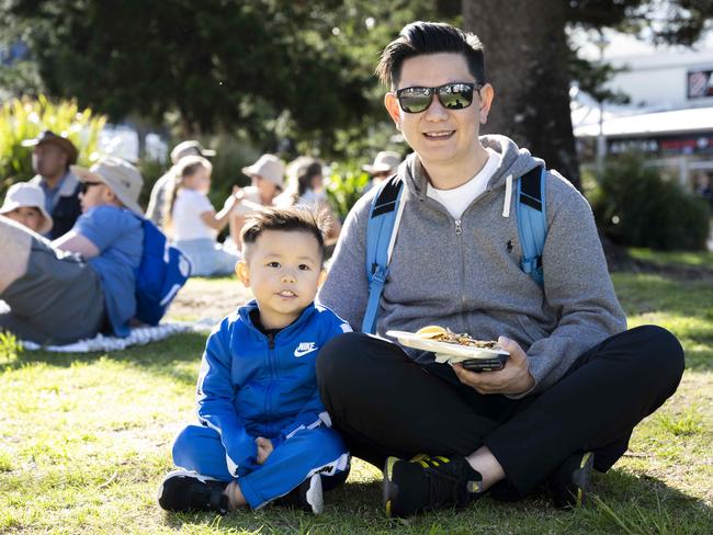 Lincoln Luong, 3 and Derrick Luong at CronullaFest at Cronulla on the 09/09/2023. Picture: Daily Telegraph/ Monique Harmer