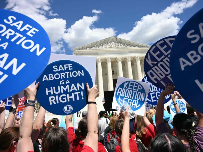 (FILES) Reproductive rights activists demonstrate in front of the Supreme Court in Washington, DC, on June 24, 2024. At least 10 US states will have abortion on the ballot this November when voters go to polls for the presidential and congressional election. (Photo by Jim WATSON / AFP)