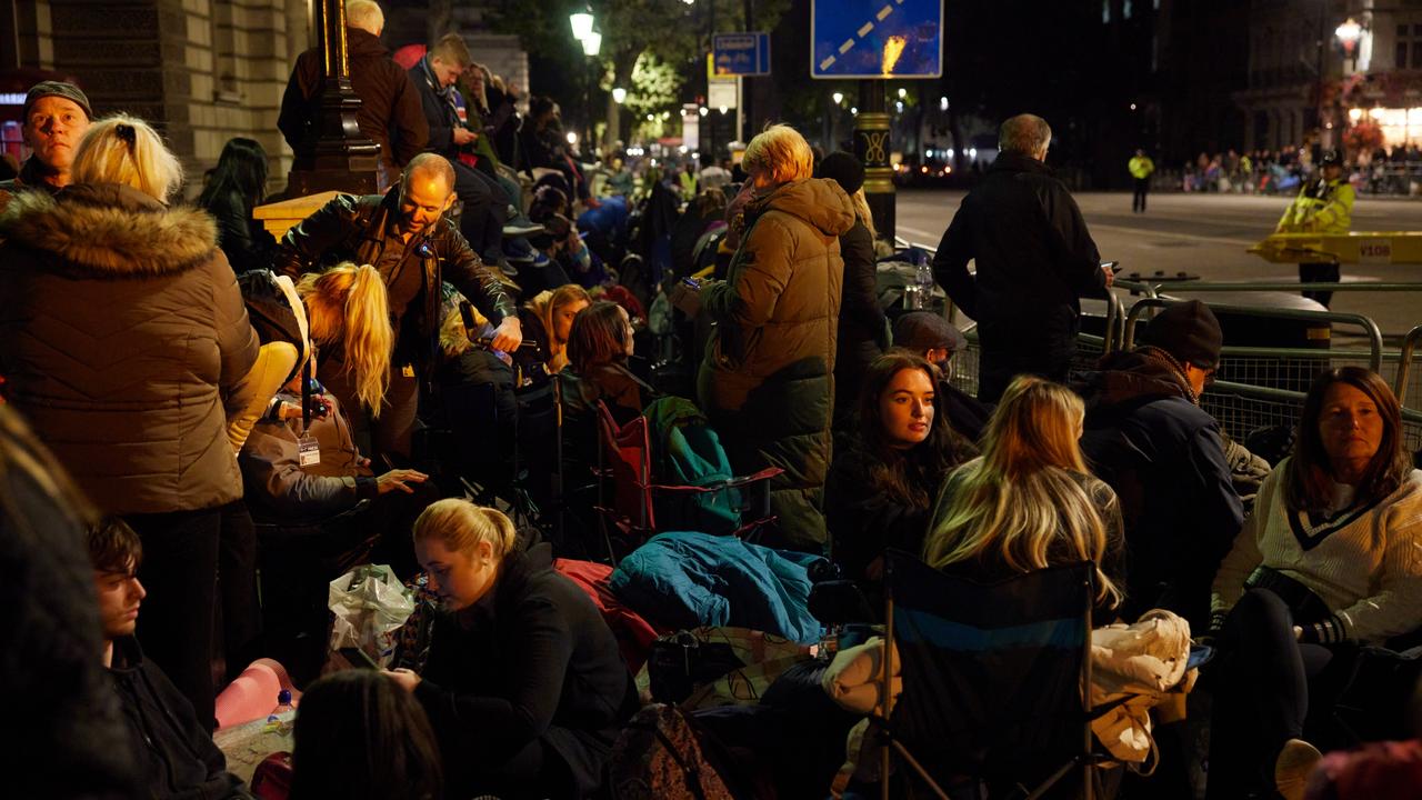 People had started gathering at Westminster since the day before Queen Elizabeth II's funeral in anticipation. Picture: Alex McBride/Getty Images