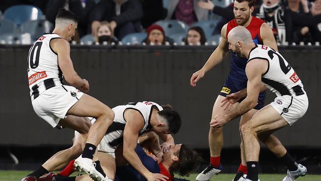 Ed Langdon’s comments were up on McRae’s whiteboard post-game. Picture: Darrian Traynor/Getty Images