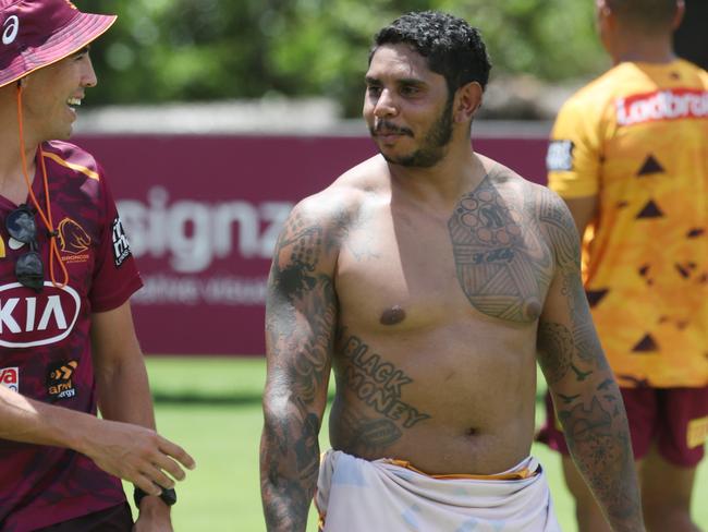 Albert Kelly back at Broncos training. Picture: Annette Dew