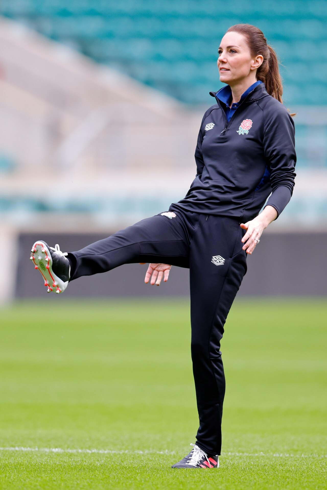 <p>Kicking at Twickenham Stadium. </p>