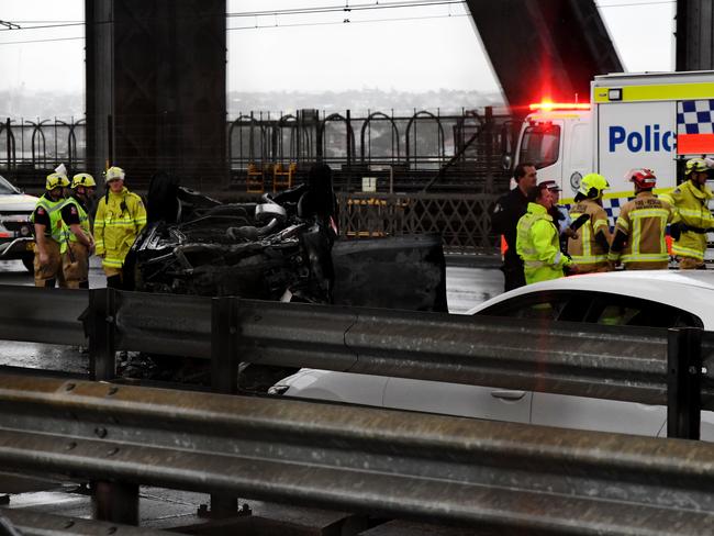 Emergency services at the scene of the crash. Picture: Matrix Pictures