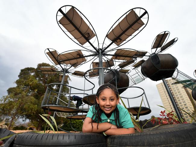 Helina at Fitzroy Adventure Playground. Picture: David Smith