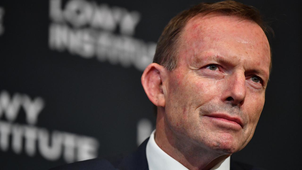 Former Australian prime minister Tony Abbott spoke at the Lowy Institute in Sydney. Picture: Joel Carrett/AAP