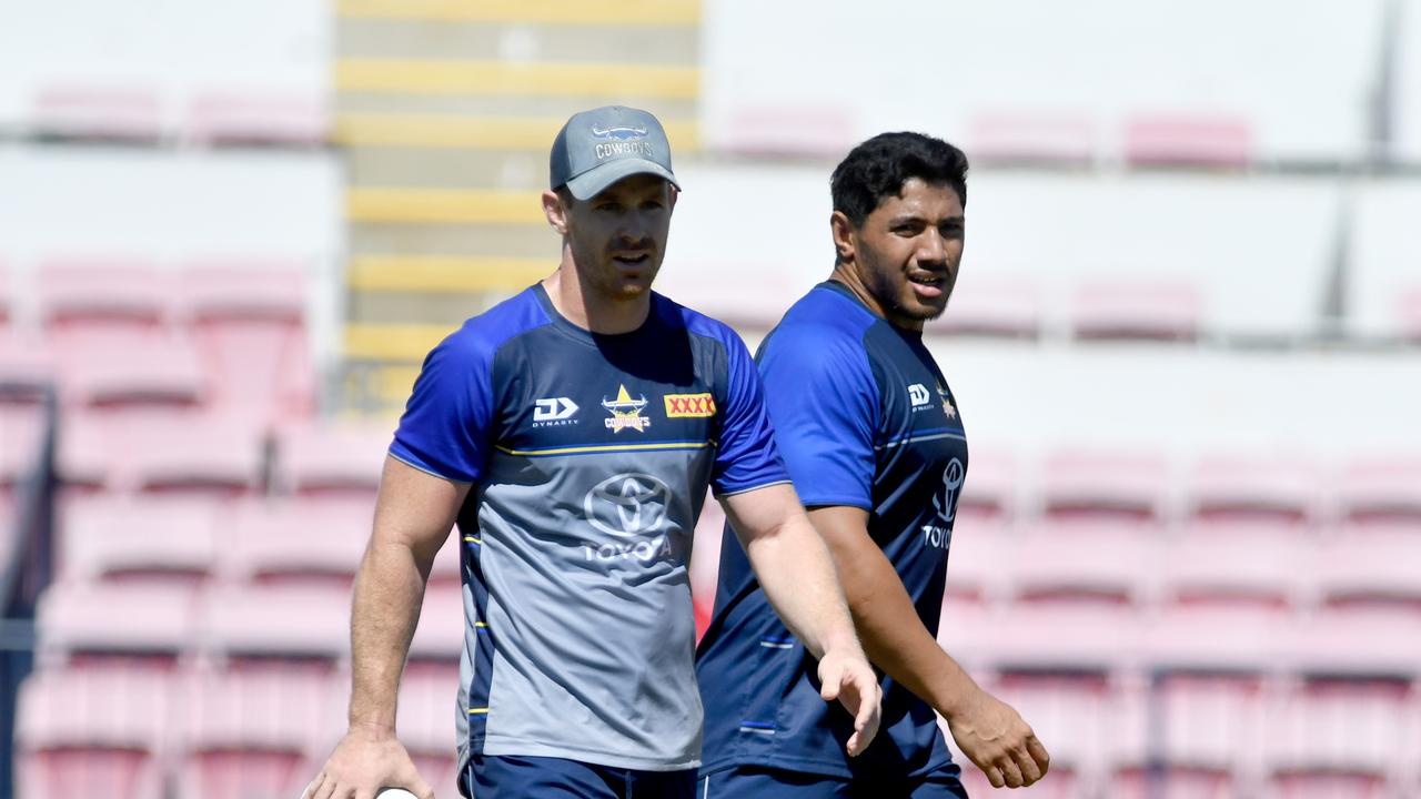 North Queensland Cowboys pre-season training at the former 1300Smiles Stadium. Michael Morgan and Jason Taumalo. Picture: Evan Morgan