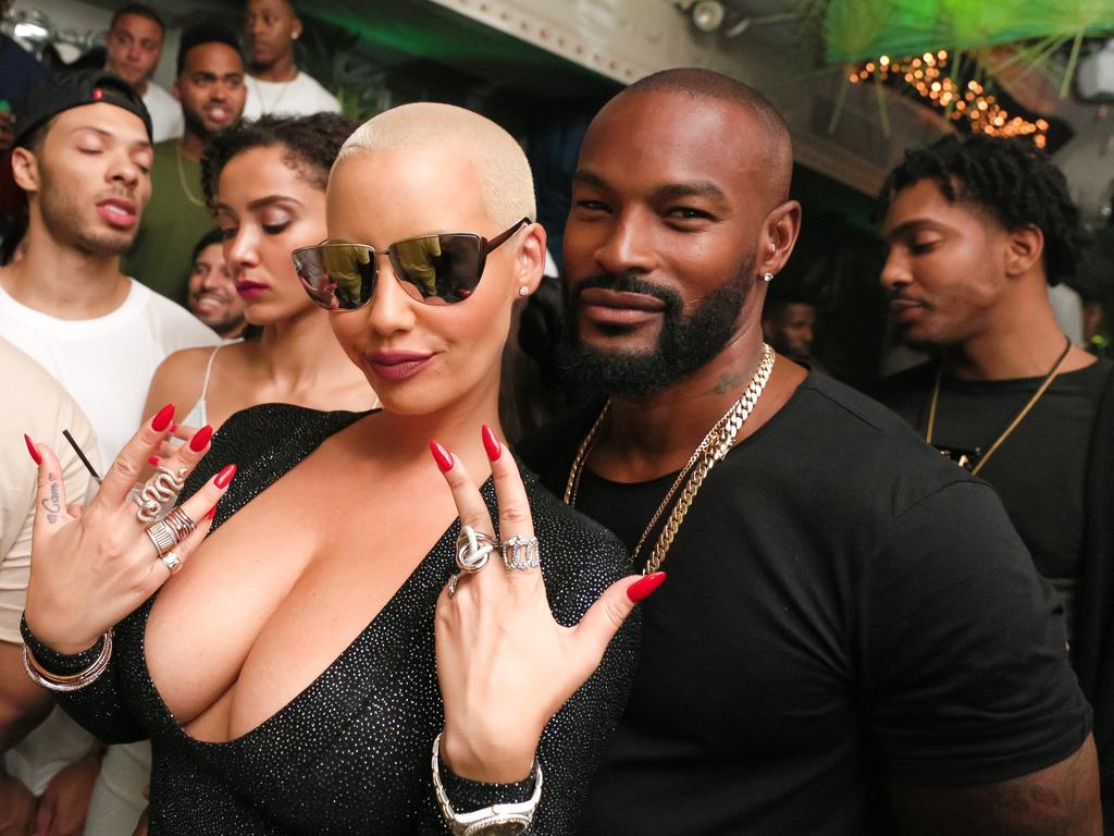 Amber Rose and Tyson Beckford attend Rihanna’s Vanguard Award celebration at Up and Down nightclub in New York City. Picture: Splash