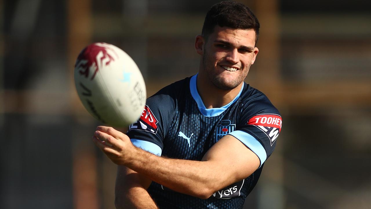 Blues halfback Nathan Cleary is putting heat on Cherry-Evans for the Kangaroos No.7 jersey. Getty Images