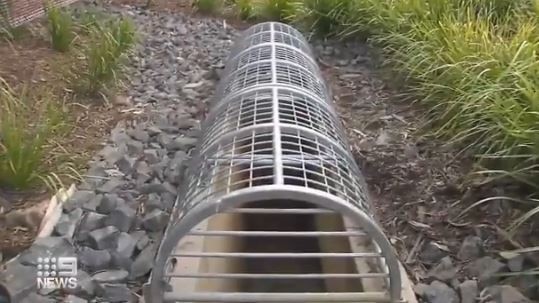 The tunnel the girls were stuck in. Photo: 9 News Gold Coast