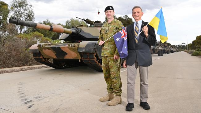 Australian Army’s last Cambrai parade featuring the M1A1 Abrams tanks before they are gifted to Ukraine. Picture: Keryn Stevens