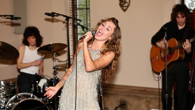 Miley Cyrus performs onstage during TikTok Presents Something Beautiful Album Release Event. Picture: Getty Images