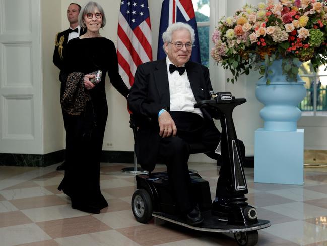 US-Israeli violinist Itzhak Perlman and his wife Toby Perlman at the White House. Picture: AFP