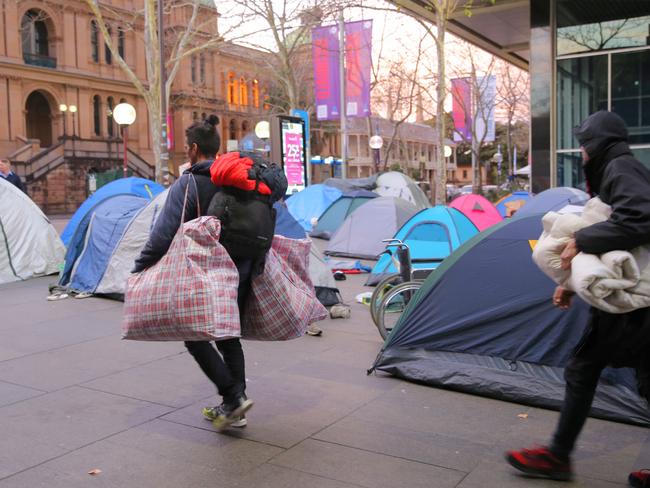 The state government has at last been successful in shutting down Martin Place’s Tent City. Picture: John Grainger