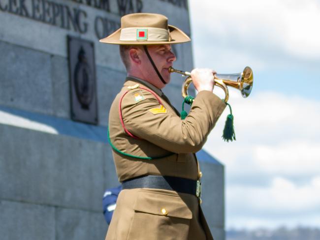 The Last Post at Hobart Cenotaph on Monday 11th November 2024.Picture: Linda Higginson