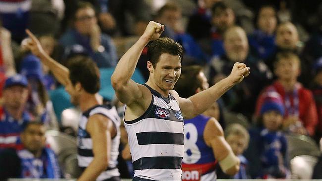Patrick Dangerfield was unstoppable against the Dogs. Picture: Wayne Ludbey