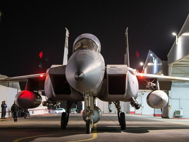 This handout picture released by the Israeli army on October 26, 2024, shows an Israeli fighter jet departing a hangar at an undisclosed location in Israel. The Israeli military said on October 26, it had completed its air attack on Iran, saying it hit the Islamic republic's missile manufacturing facilities, surface-to-air missile arrays and other aerial capabilities across several areas of the country. (Photo by AFP) / === RESTRICTED TO EDITORIAL USE - MANDATORY CREDIT "AFP PHOTO / Handout / Israeli Army' - NO MARKETING NO ADVERTISING CAMPAIGNS - DISTRIBUTED AS A SERVICE TO CLIENTS ==