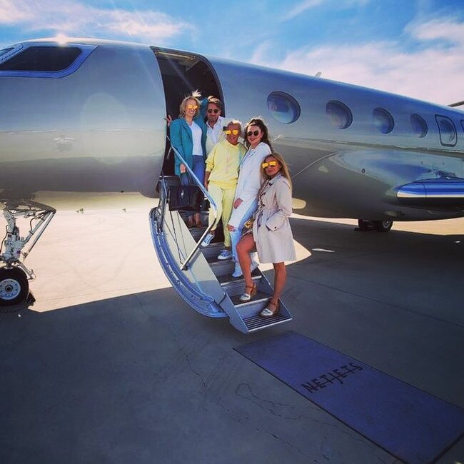 Rebel and friends including Hugh Sheridan board a private jet for Cabo.