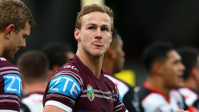 Daly Cherry-Evans of the Sea Eagles looks on.