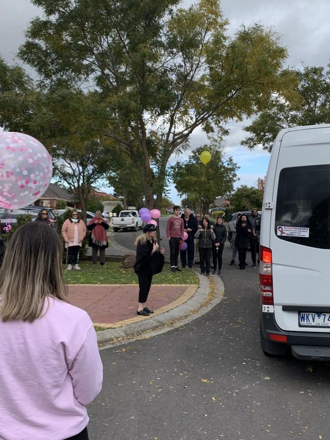 Friends and family await Stephanie’s arrival.