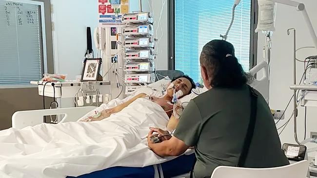 Phillip Haereroa-Rogers is in hospital in Adelaide, supported by his family as he begins treatment after his third cancer diagnosis. Picture: GoFundMe