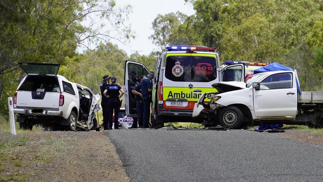 Emergency services on scene at the Silverleaf crash. Photo: Andrew Hedgman