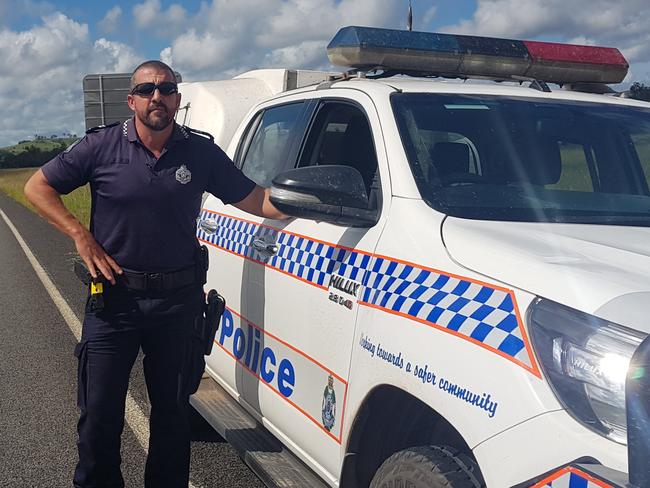 Acting Sergeant Bill Greer was helped by an off-duty Queensland Fire and Rescue Service during a violent struggle during an arrest. Photo: Police Media