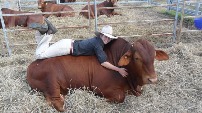 Stephanie Samms as a Beenleigh State High School student with her charge at the EKKA in 2012.