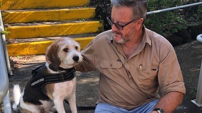 Brett Groves, along with therapy dog Charlie, attends the new veteran’s therapy sessions which he says have been “tremendous” for his rehabilitation.