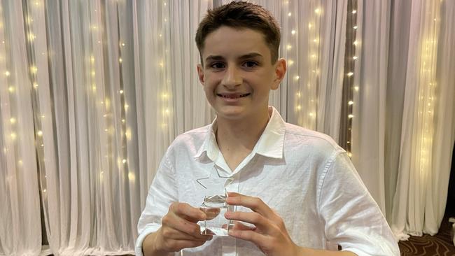 Junior Male Athlete of the Year runner-up Cooper Venz at the 2022 Magpie of the Year event at Magpie Sporting Club on October 28, 2022. Picture: Rae Wilson