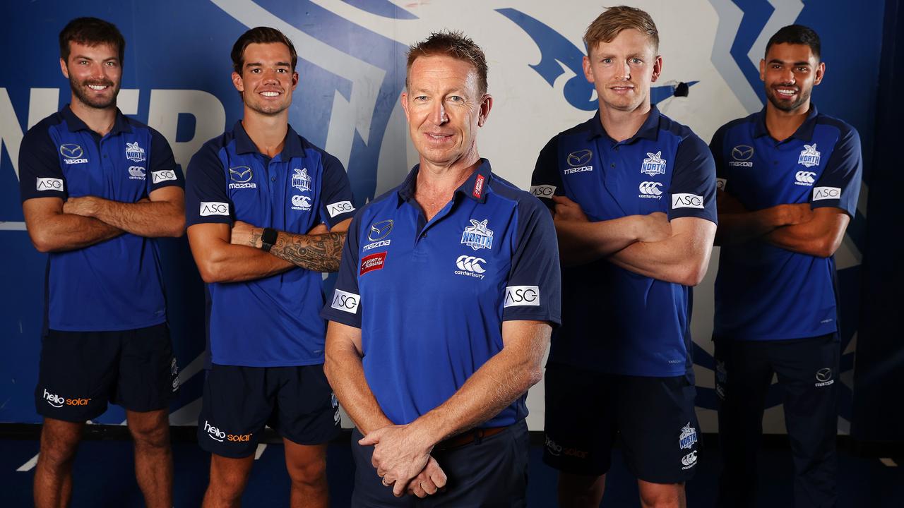 David Noble with his stars, Luke McDonald, Jy Simpkin, Jack Ziebell and Tarryn Thomas.