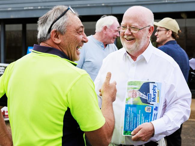 30/01/2025 Liberal candidate for Werribee Steve Murphy at a polling booth in Werribee ahead of the by-election. Aaron Francis / The Australian