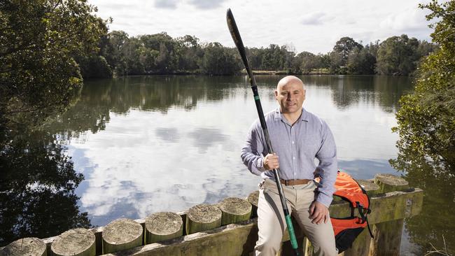 Canterbury Bankstown councillor Steve Tuntevski at the site for the planned adventure park. Picture: Matthew Vasilescu