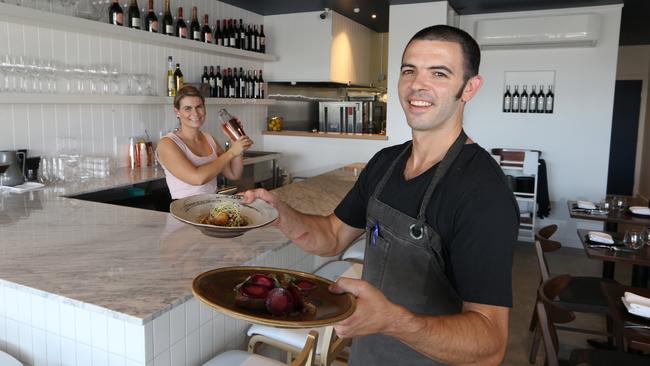 The North Room, a new restaurant at Mermaid Beach. Owner Shannon Stewart with husband and executive chef Tim Stewart. Picture Glenn Hampson