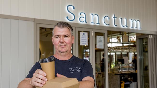 COVID-19 restrictions around shopping and go out in public have been relaxed. Sanctum owner Luke Turner at Harbour Town Premium Outlets. Picture: Jerad Williams