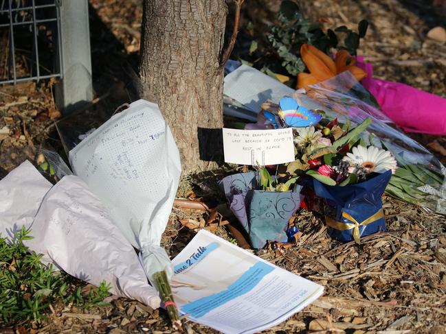 Flowers outside the Anglicare Newmarch House in Kingswood. Picture: Christian Gilles